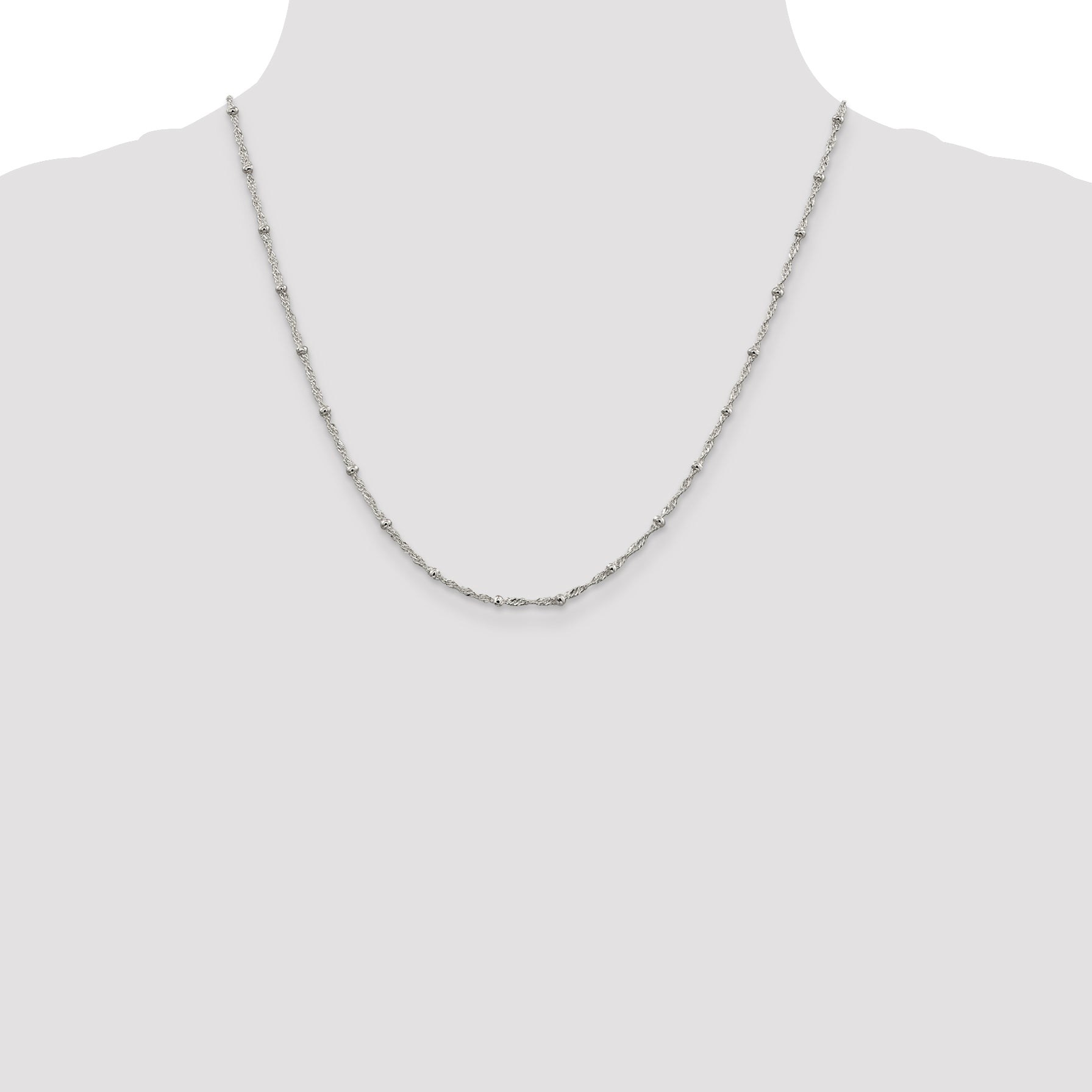 Sterling Silver 2.5mm Singapore With  Beads Chain