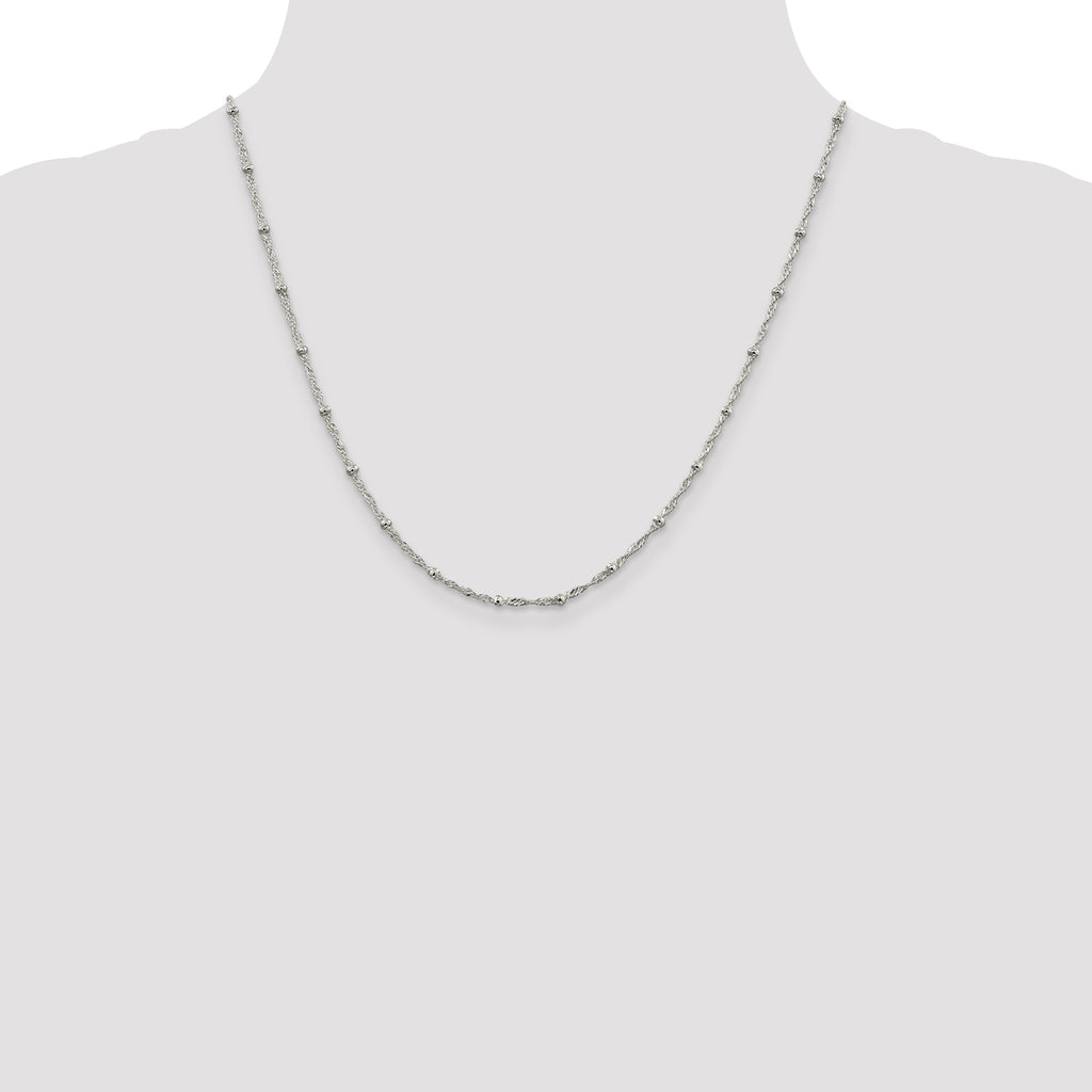 Sterling Silver 2.5mm Singapore With  Beads Chain