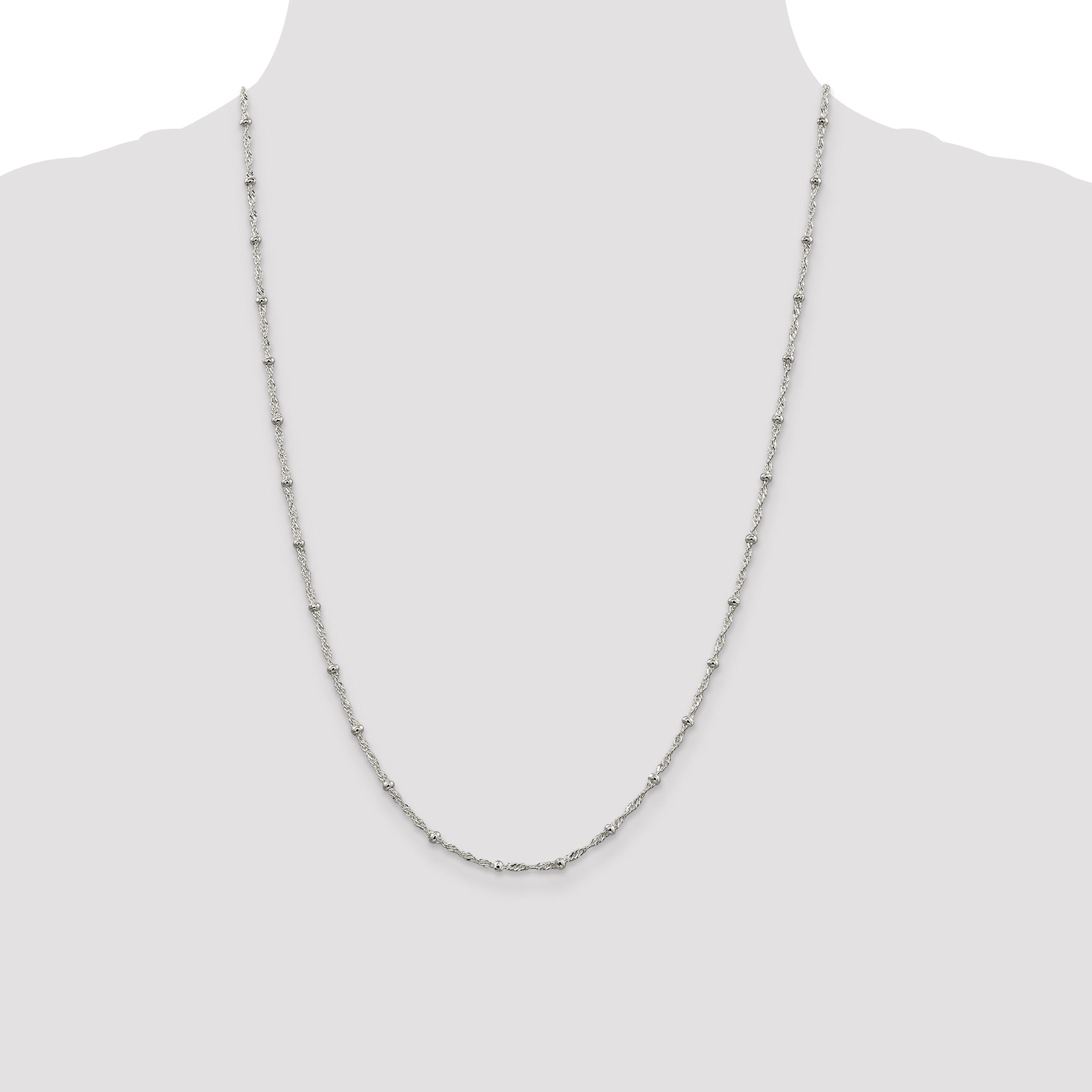 Sterling Silver 2.5mm Singapore With  Beads Chain