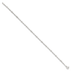 Sterling Silver 2.5mm Singapore With  Beads Chain Anklet