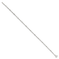 Sterling Silver 2.5mm Singapore With  Beads Chain Anklet
