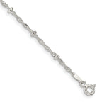Sterling Silver 2.5mm Singapore With  Beads Chain Anklet