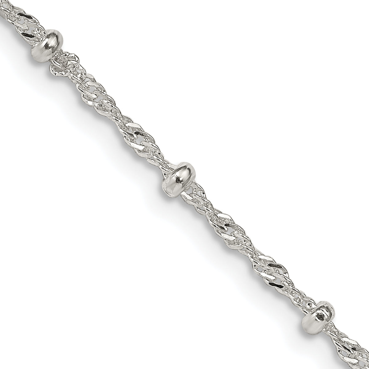 Sterling Silver 2.5mm Singapore With  Beads Chain