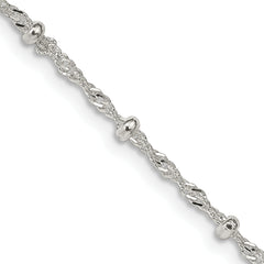 Sterling Silver 2.5mm Singapore With  Beads Chain