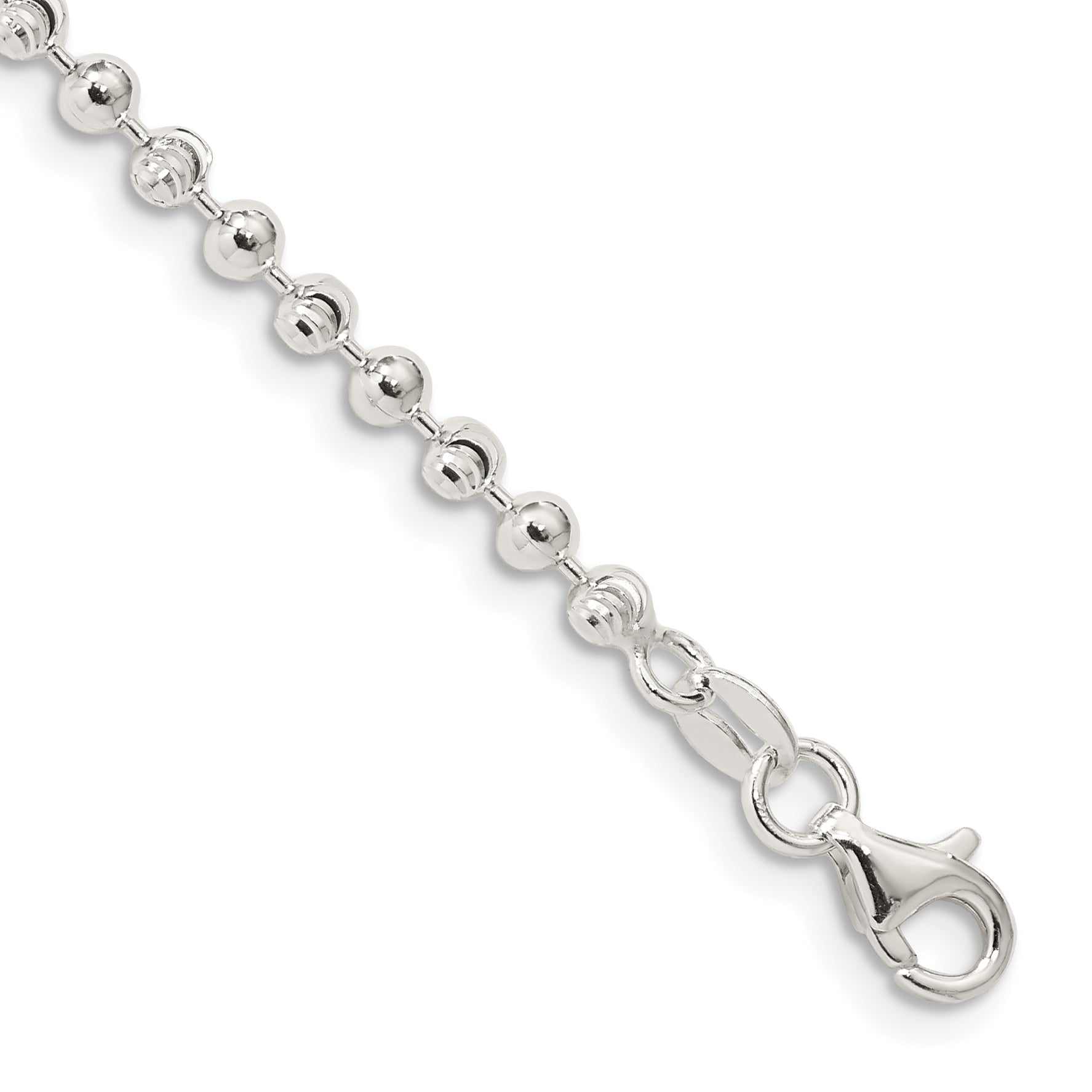 Sterling Silver 3mm Fancy Beaded Chain Anklet Main image