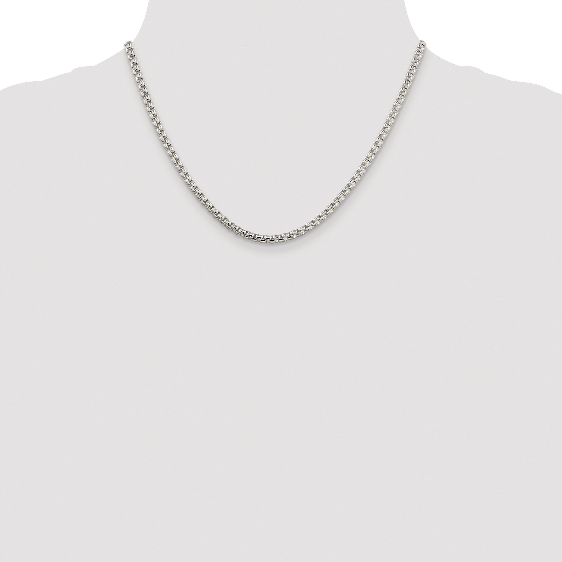 Sterling Silver Rhodium-plated 3.6mm Round Box Chain