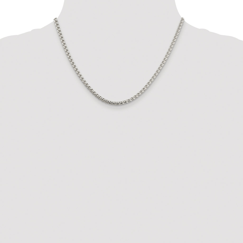 Sterling Silver Rhodium-plated 3.6mm Round Box Chain