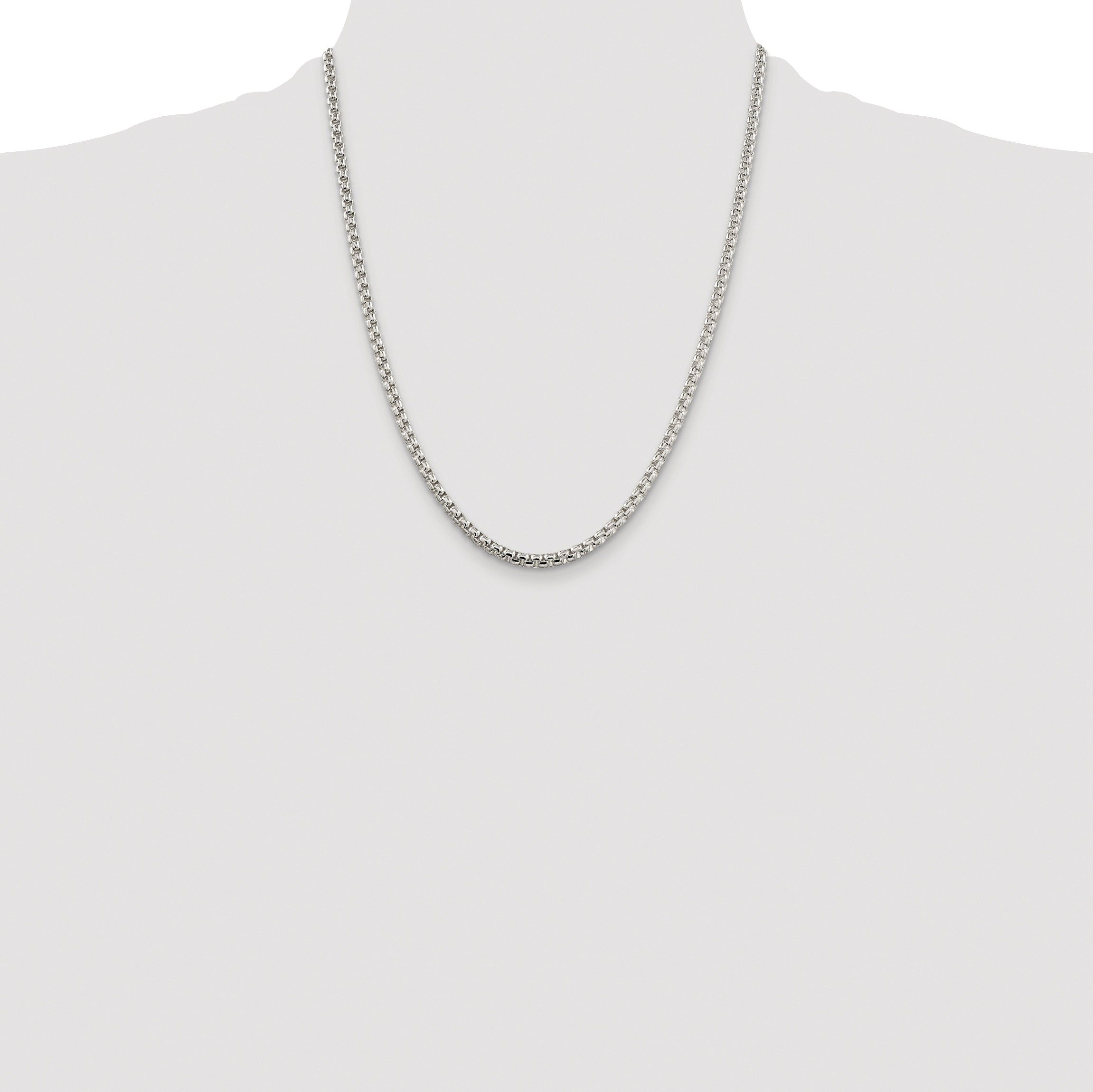 Sterling Silver Rhodium-plated 3.6mm Round Box Chain