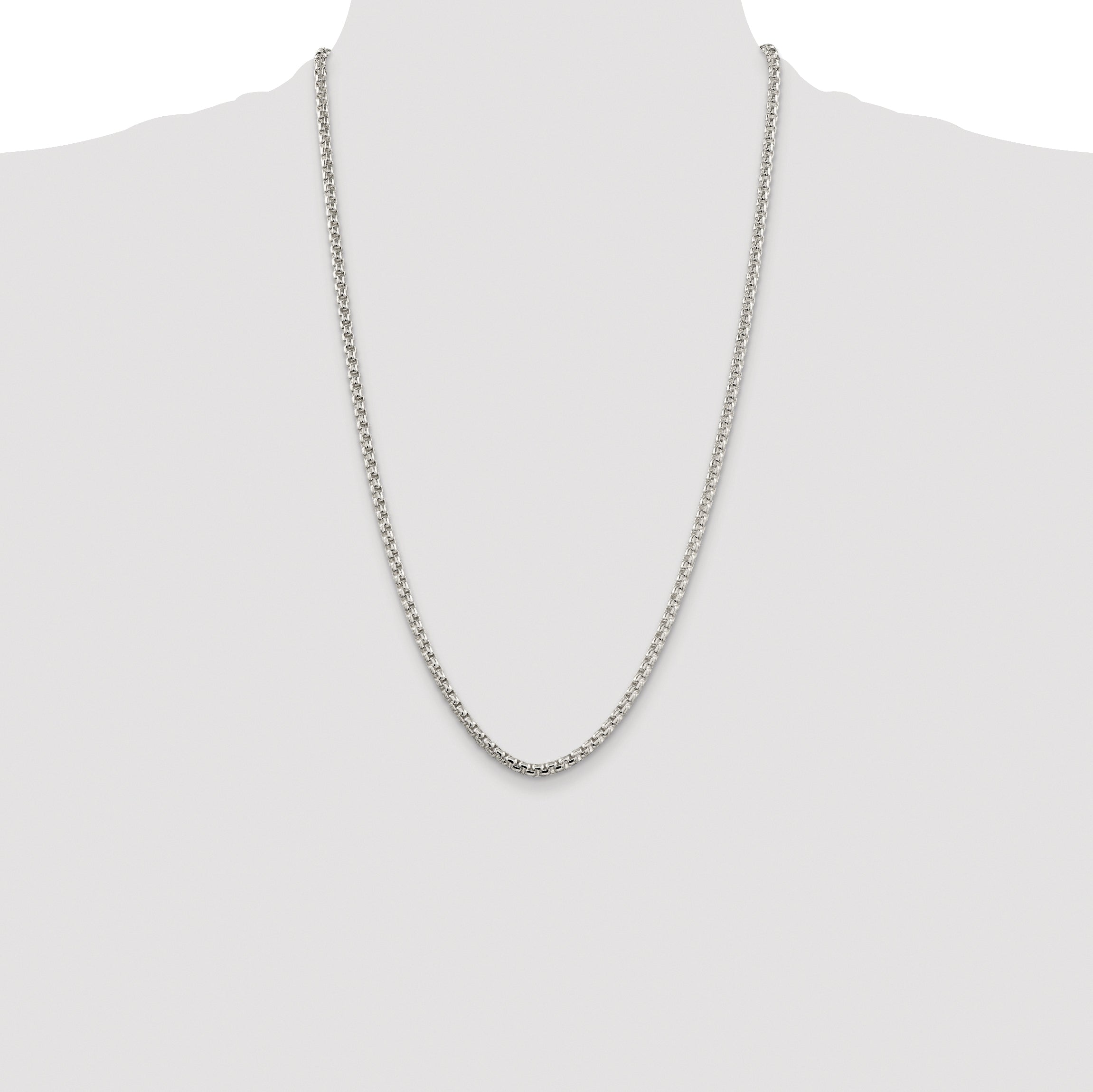 Sterling Silver Rhodium-plated 3.6mm Round Box Chain