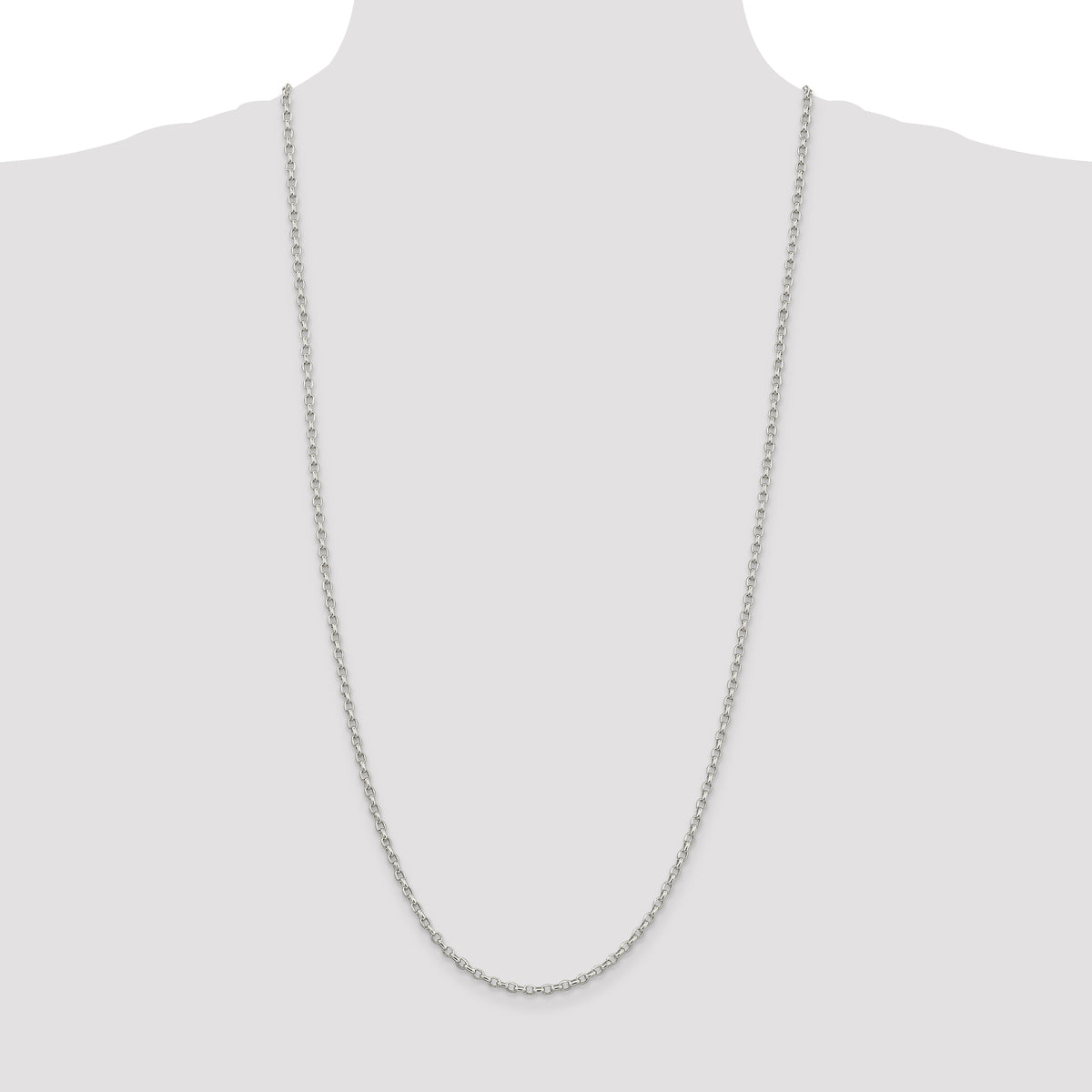 Sterling Silver 2.75mm Oval Fancy Rolo Chain