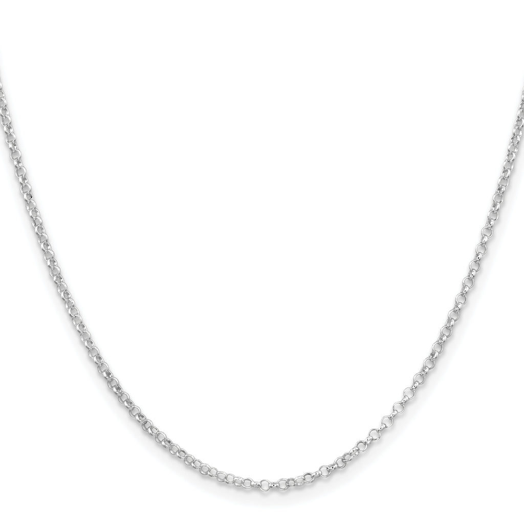 Sterling Silver Rhodium-Plated Rolo Chain Necklace 2mm