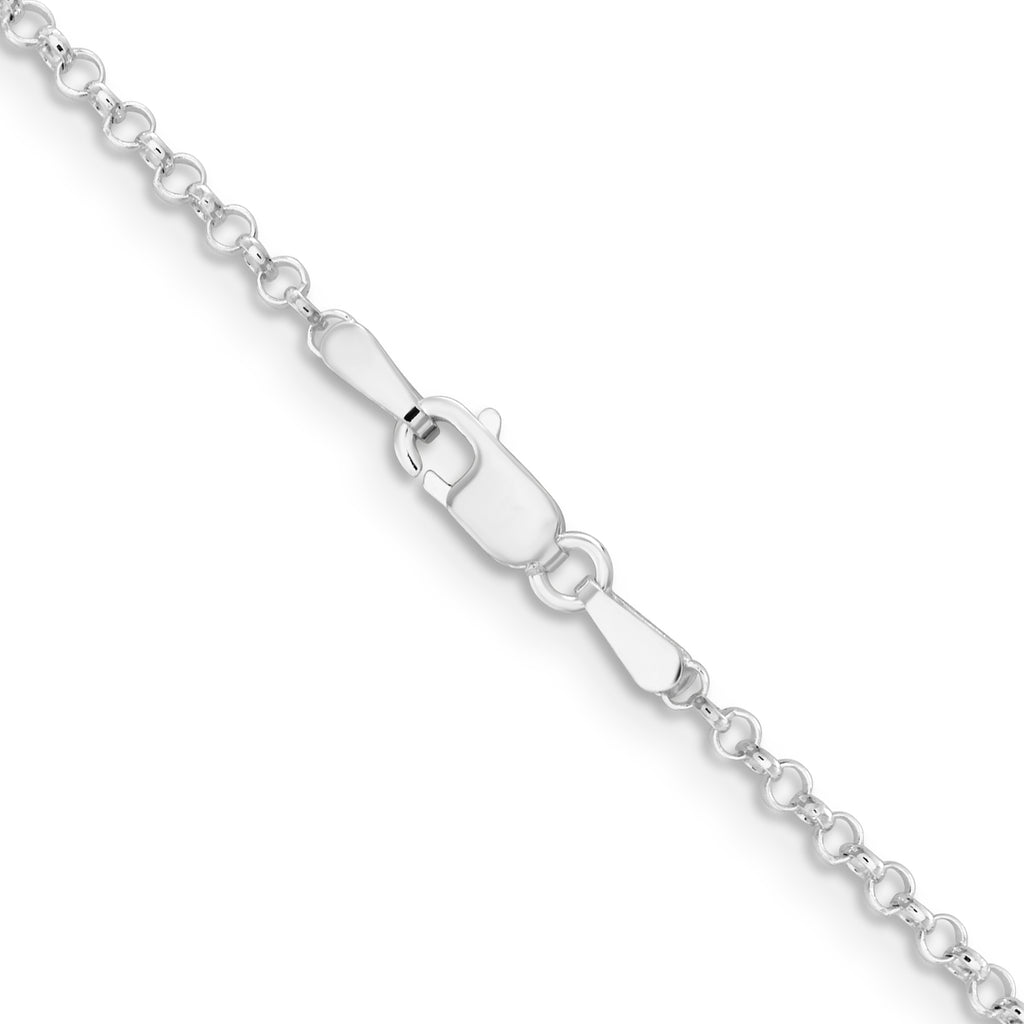 Sterling Silver Rhodium-Plated Rolo Chain Necklace 2mm