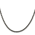 Sterling Silver Ruthenium-Plated Rope Chain Necklace 3.4mm