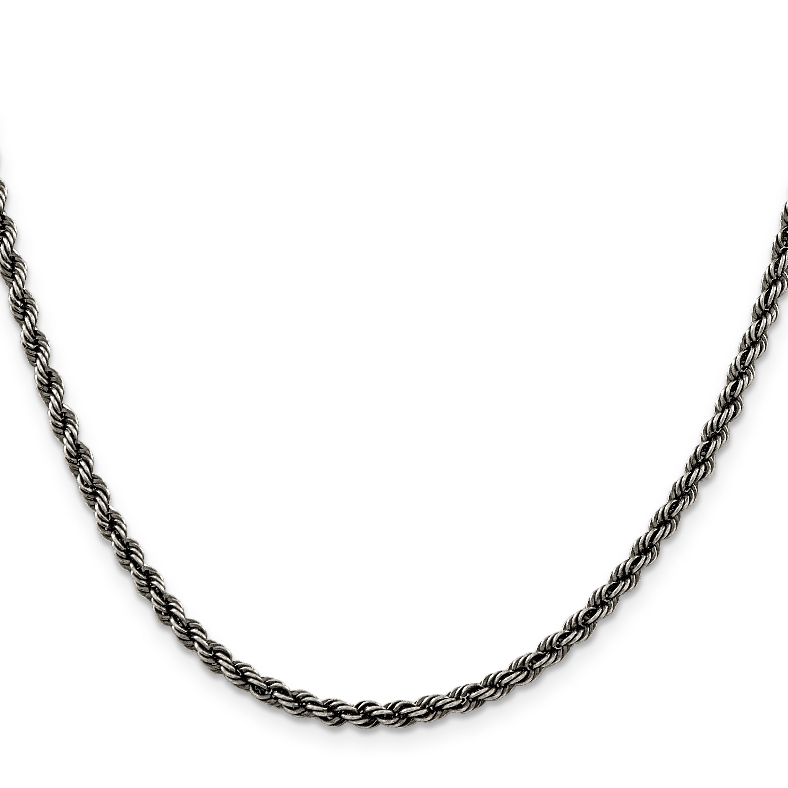 Sterling Silver Ruthenium-Plated Rope Chain Necklace 3.4mm