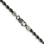 Sterling Silver Ruthenium-Plated Rope Chain Necklace 3.4mm