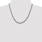 Sterling Silver Ruthenium-Plated Rope Chain Necklace 3.4mm