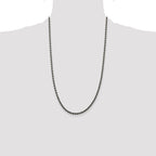 Sterling Silver Ruthenium-plated 3.4mm Rope Chain