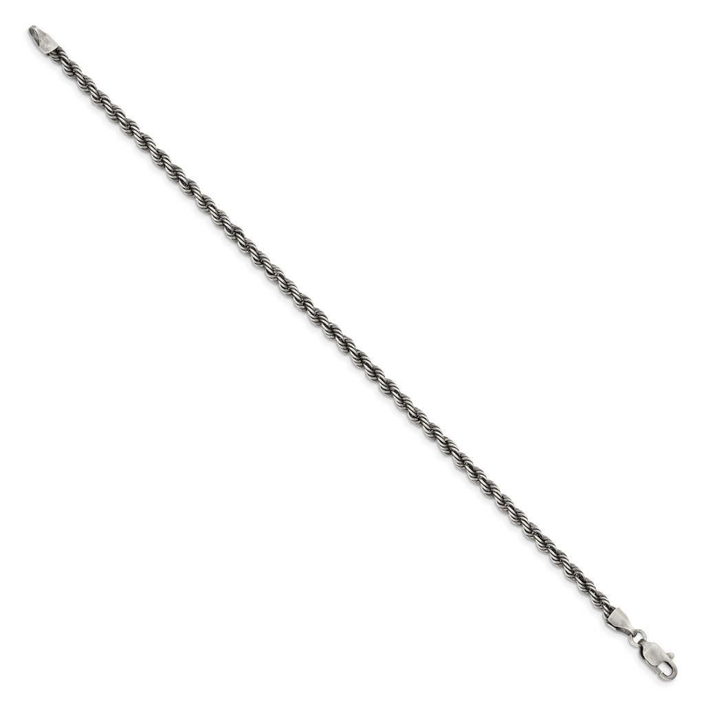 Sterling Silver Ruthenium-plated 3.4mm Rope Chain