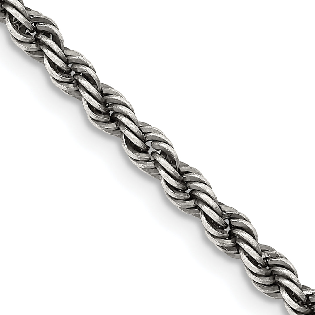 Sterling Silver Ruthenium-Plated Rope Chain Necklace 3.4mm Main image