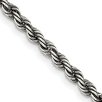 Sterling Silver Ruthenium-Plated Rope Chain Necklace 3.4mm