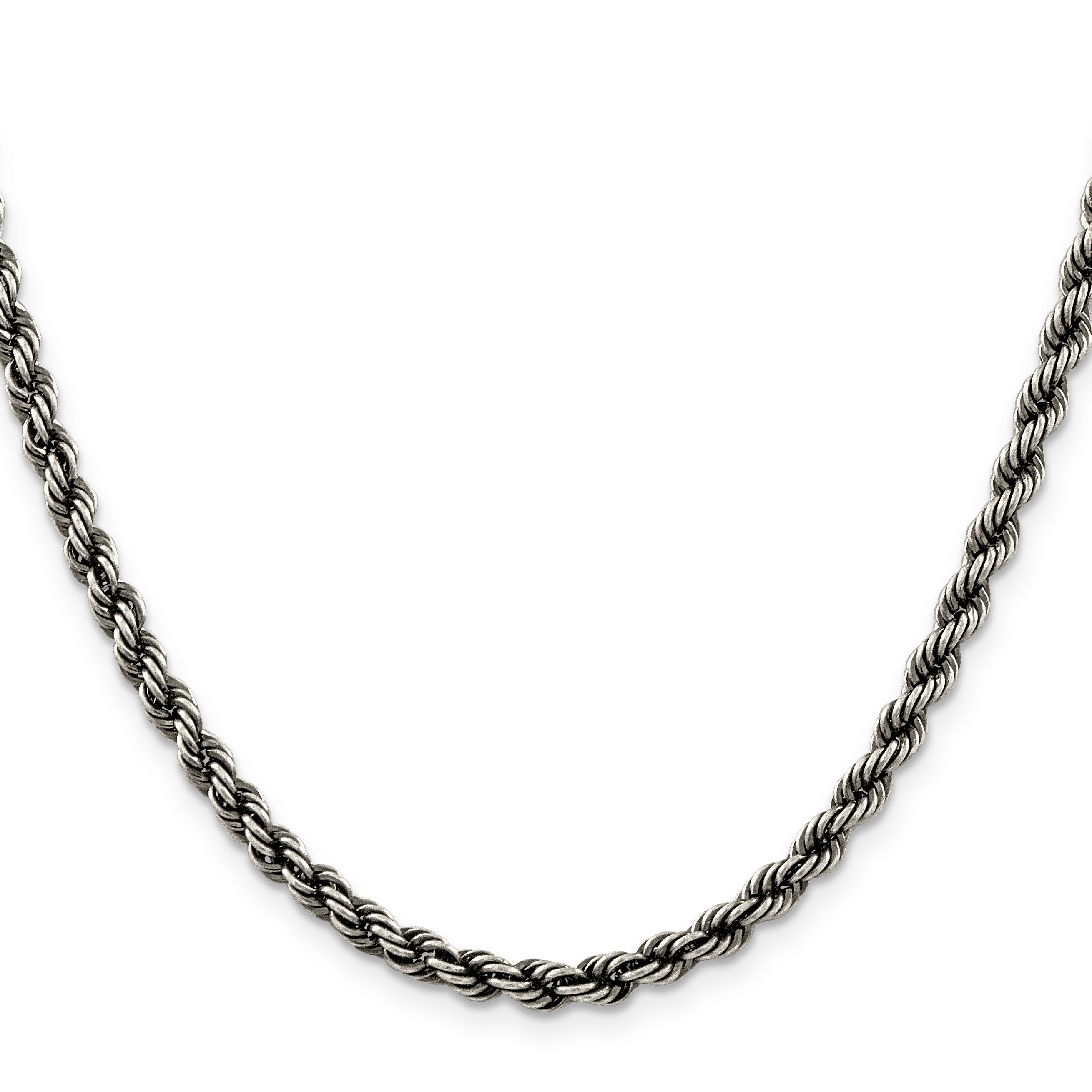 Sterling Silver Ruthenium-Plated Rope Chain Necklace 4.5mm Secondary image