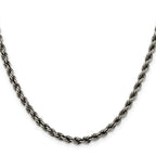 Sterling Silver Ruthenium-Plated Rope Chain Necklace 4.5mm