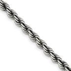 Sterling Silver Ruthenium-Plated Rope Chain Necklace 4.5mm
