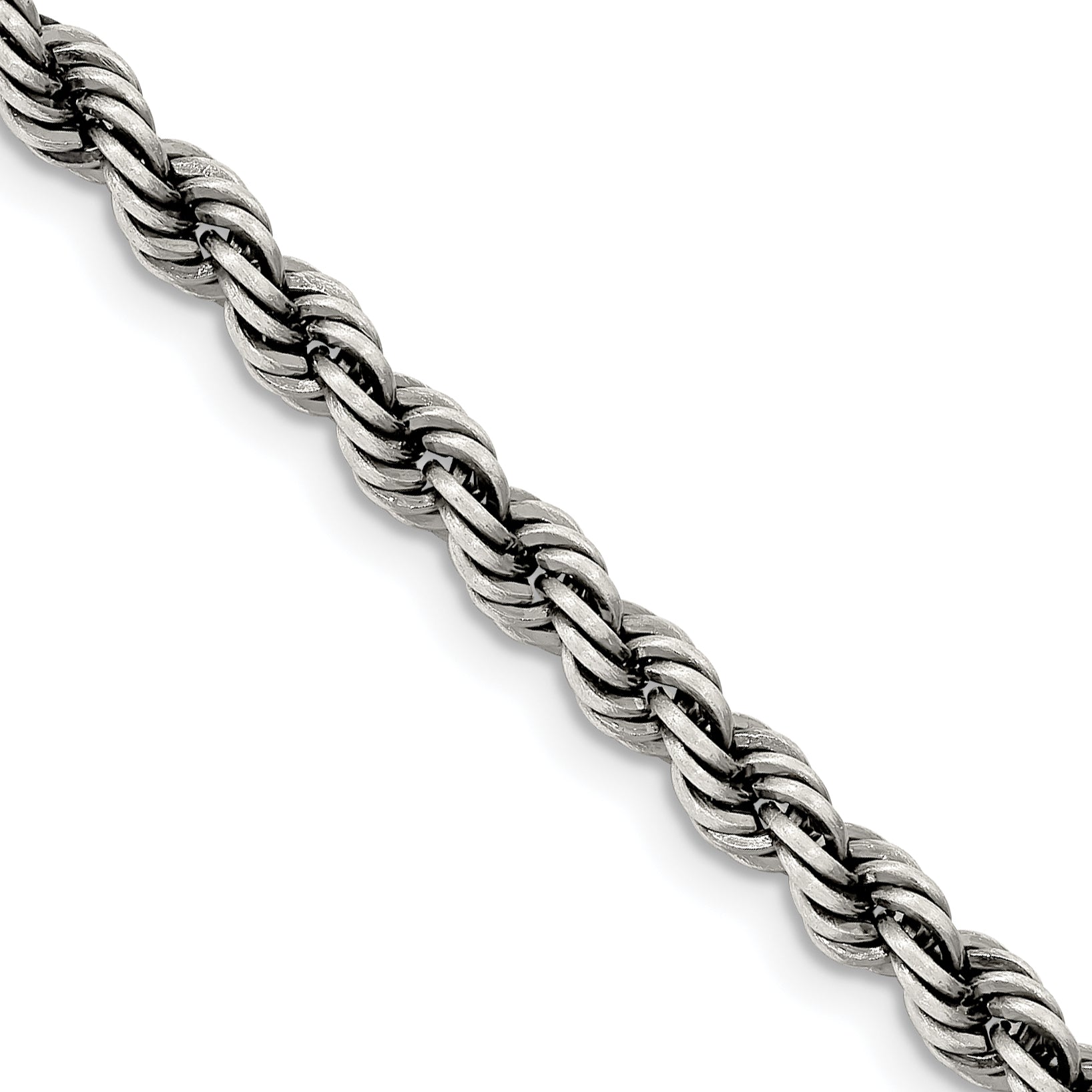 Sterling Silver Ruthenium-plated 4.5mm Rope Chain Main image