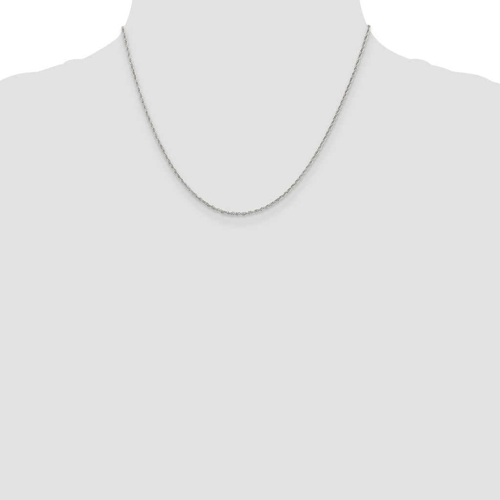 Sterling Silver Rhodium-plated 1.6mm Loose Rope Chain With 2in ext.