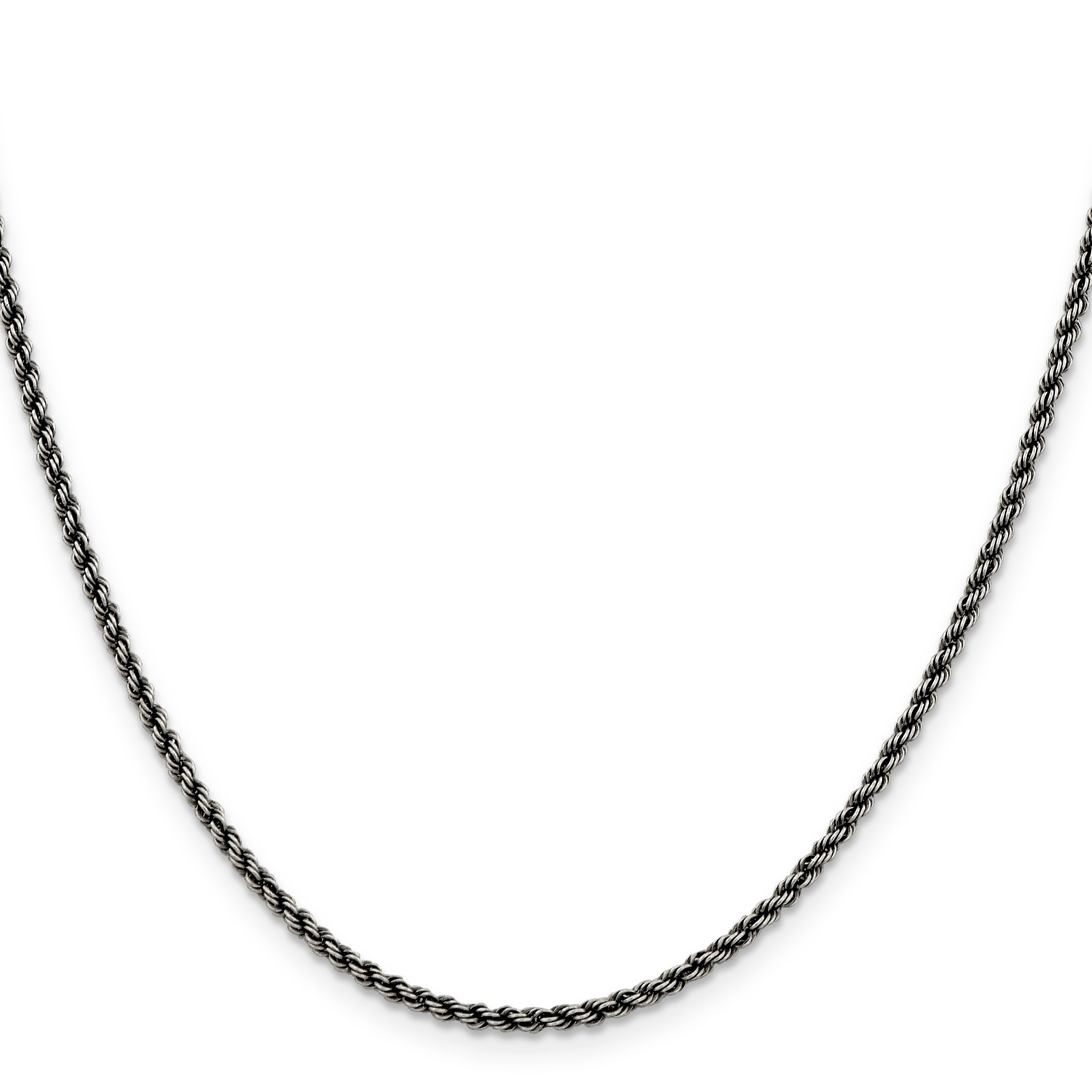 Black Ruthenium Rope Chain Necklace in Sterling Silver Secondary image