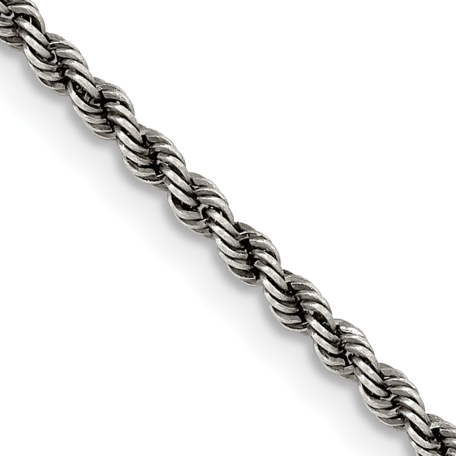 Sterling Silver Ruthenium-plated 2.3mm Rope Chain Main image