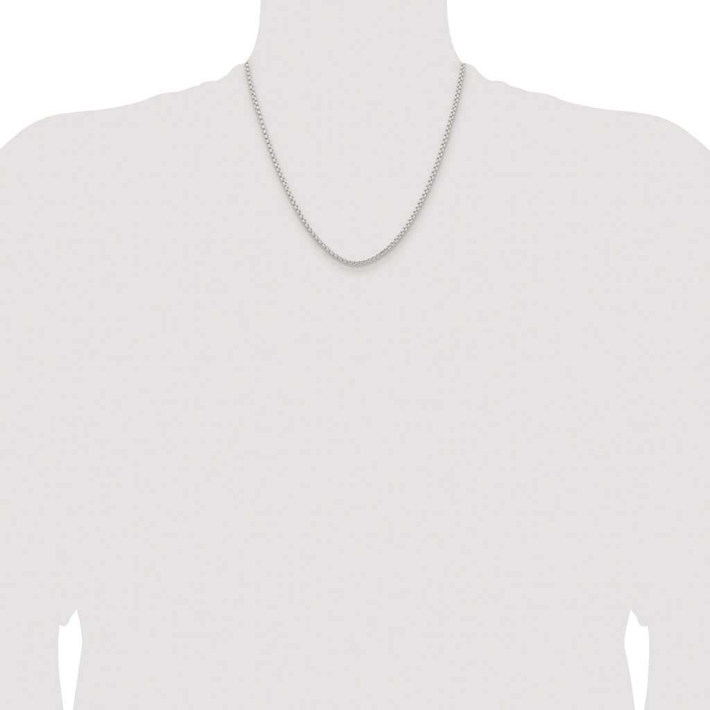 Sterling Silver Rhodium-plated 2.6mm Round Box Chain