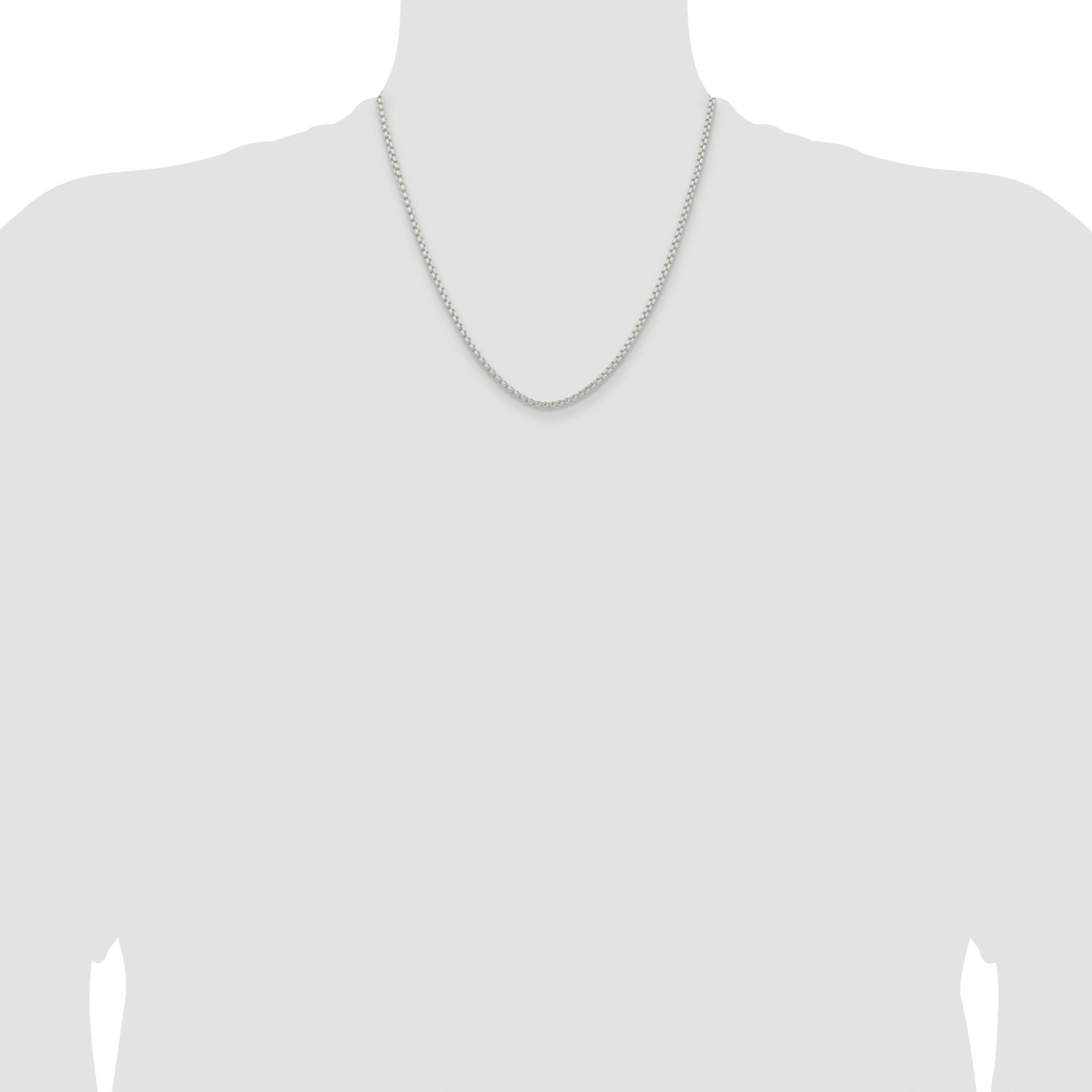 Sterling Silver Rhodium-plated 2.6mm Round Box Chain
