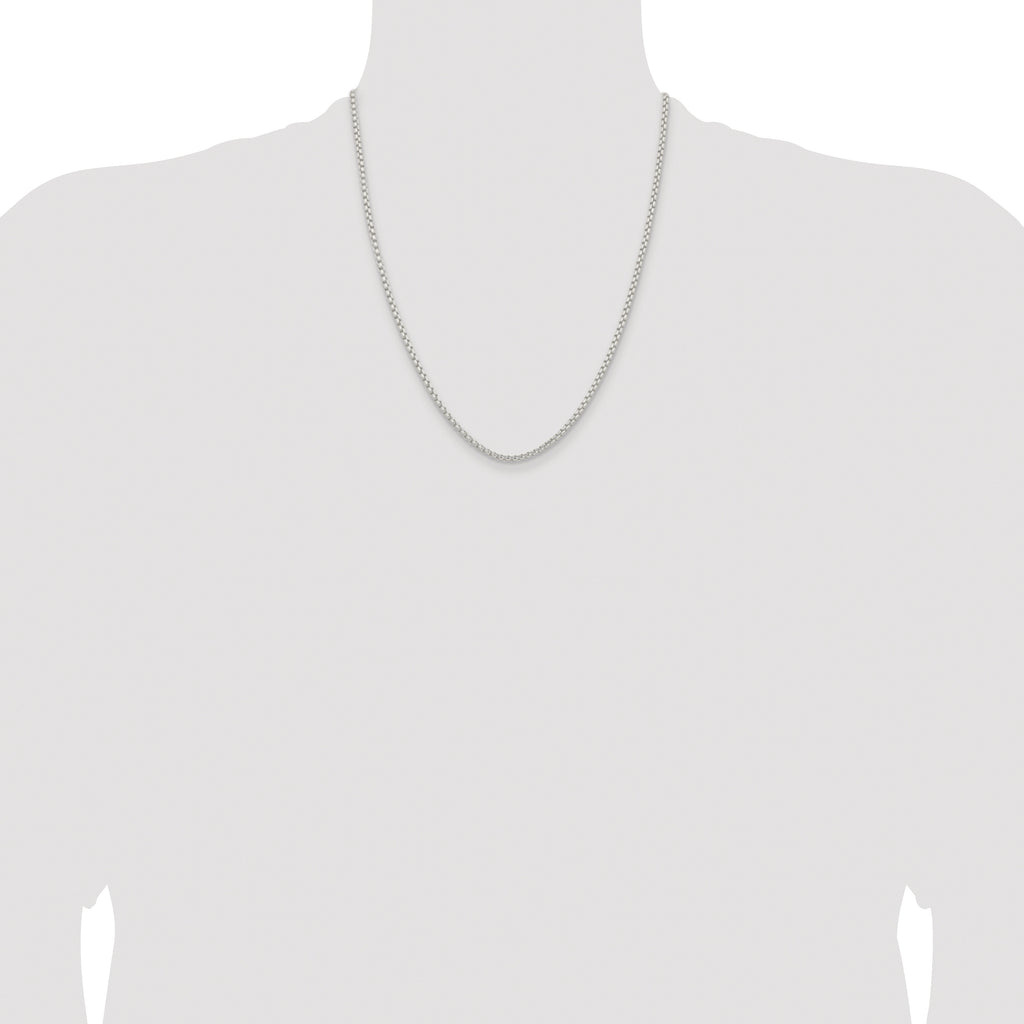 Sterling Silver Rhodium-plated 2.6mm Round Box Chain