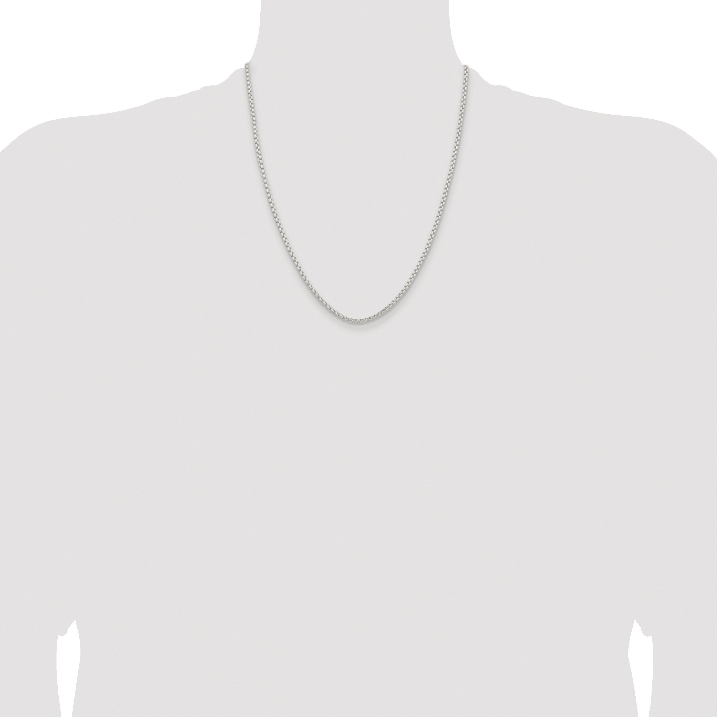 Sterling Silver Rhodium-plated 2.6mm Round Box Chain