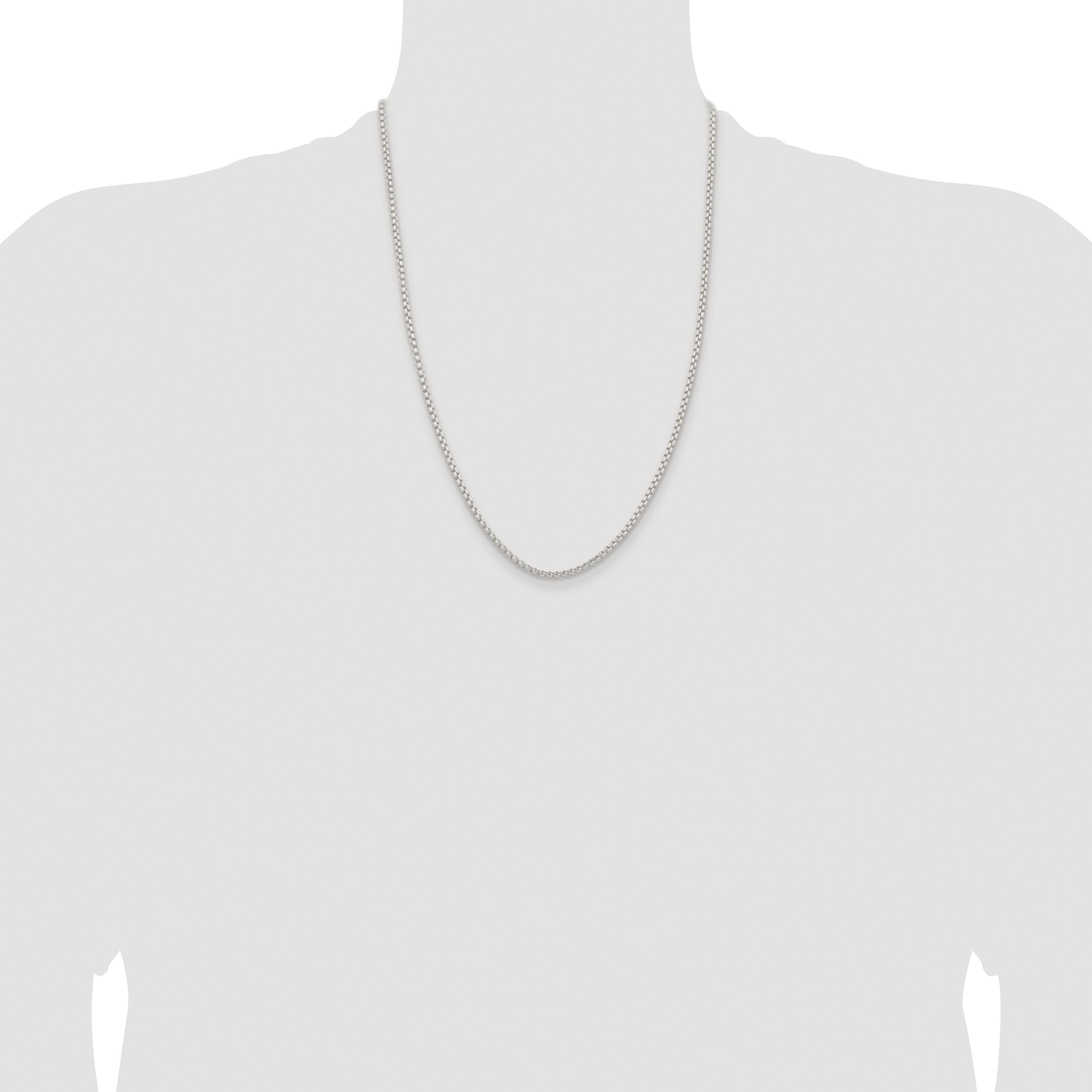 Sterling Silver Rhodium-plated 2.6mm Round Box Chain