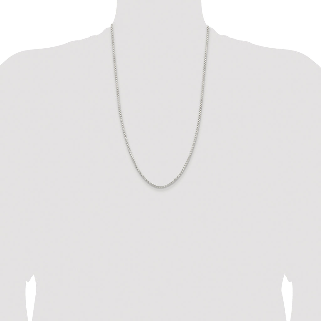 Sterling Silver Rhodium-plated 2.6mm Round Box Chain