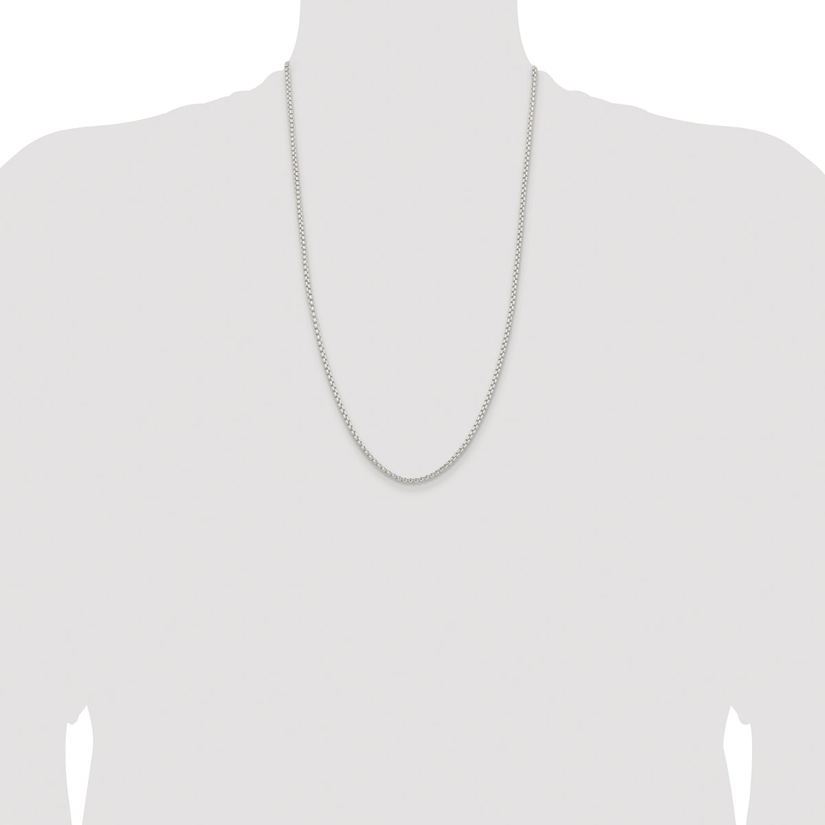 Sterling Silver Rhodium-plated 2.6mm Round Box Chain