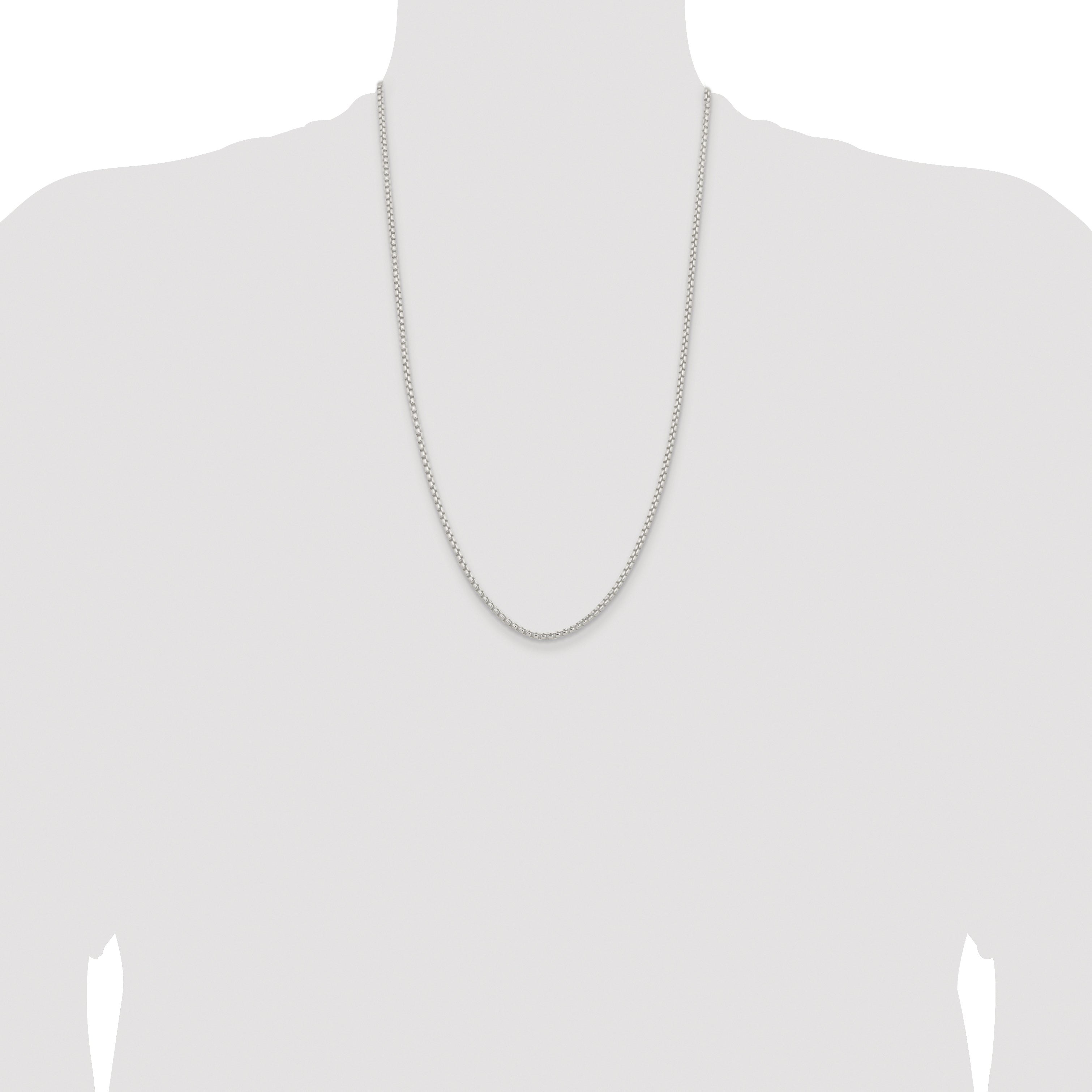 Sterling Silver Rhodium-plated 2.6mm Round Box Chain