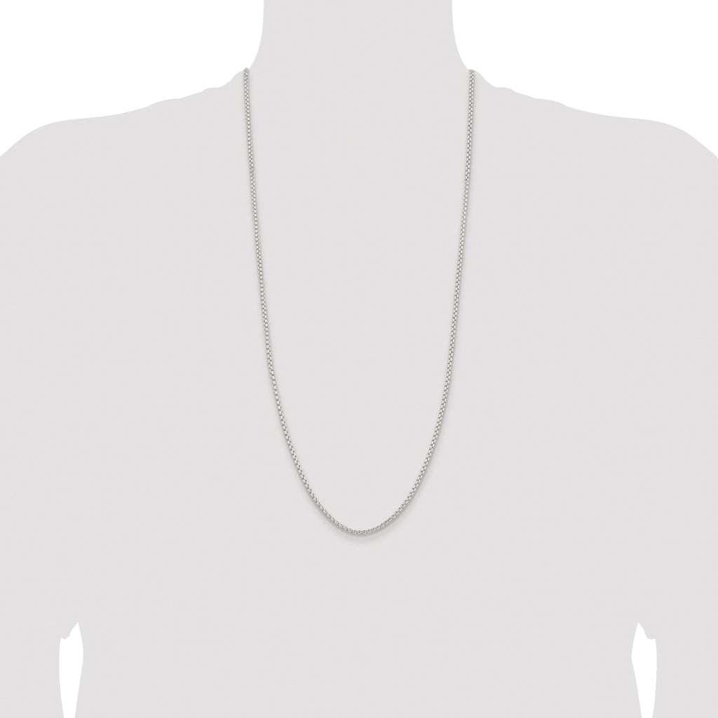 Sterling Silver Rhodium-plated 2.6mm Round Box Chain