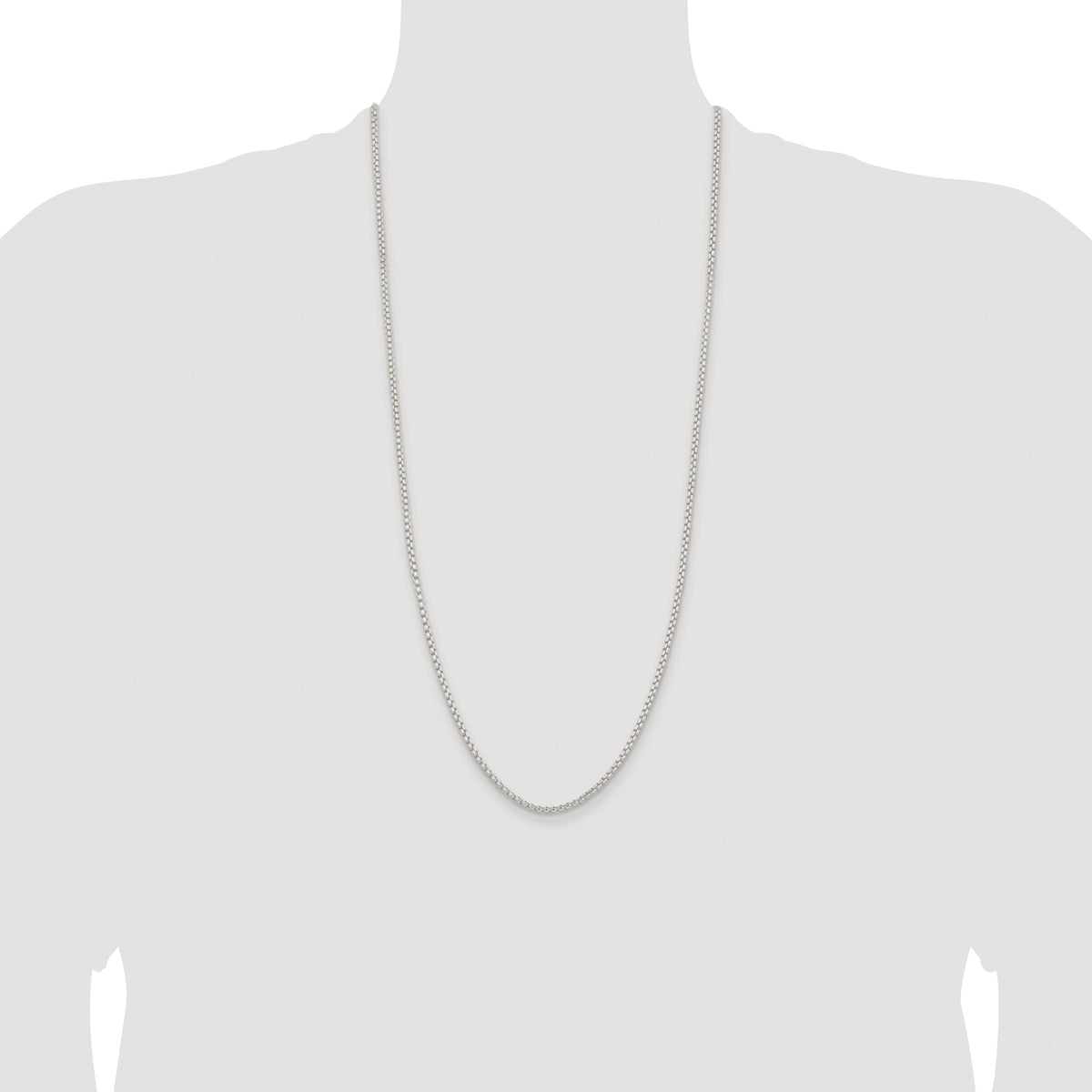 Sterling Silver Rhodium-plated 2.6mm Round Box Chain