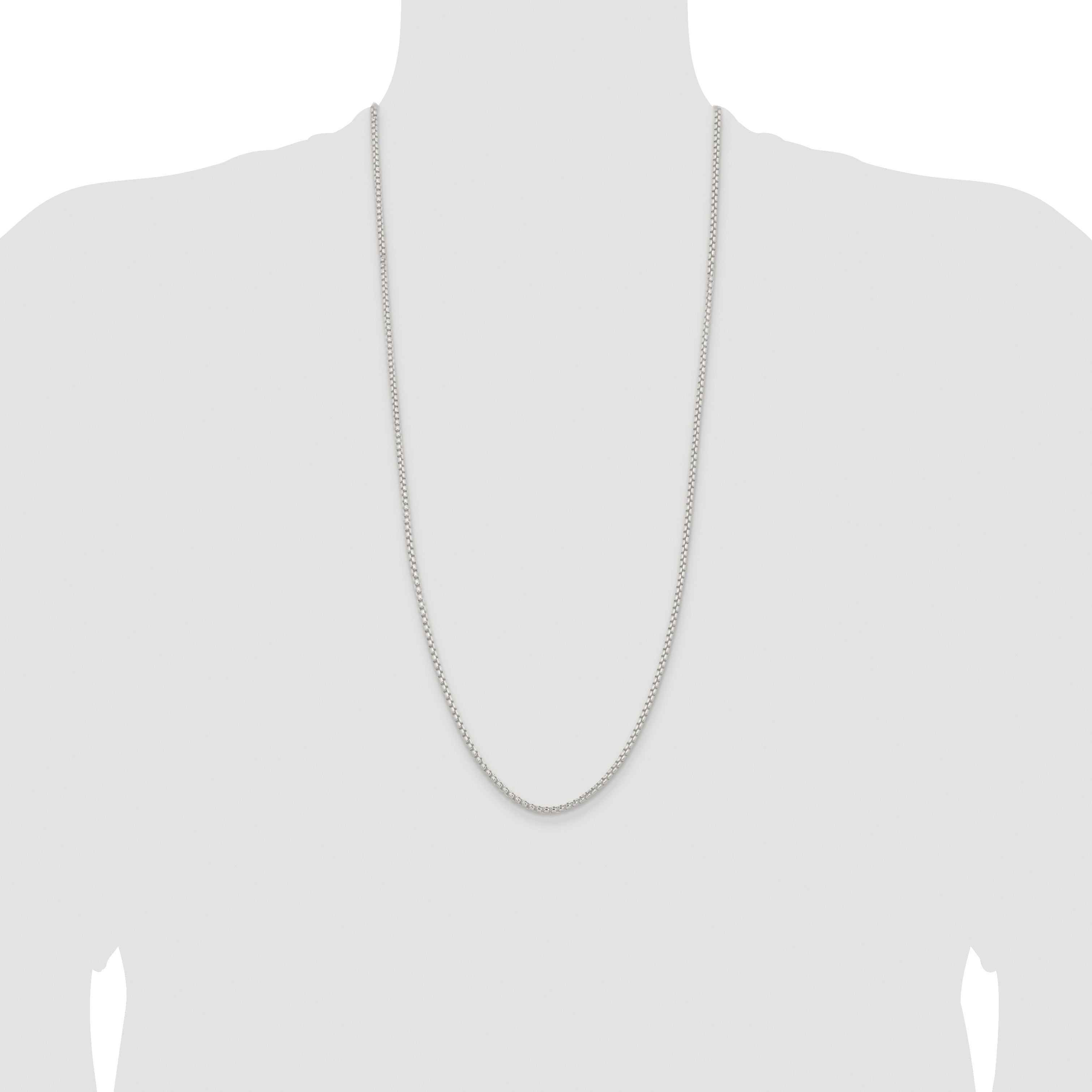 Sterling Silver Rhodium-plated 2.6mm Round Box Chain
