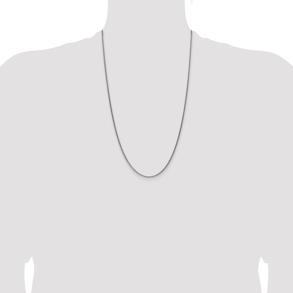 Sterling Silver Antiqued 1.6mm Solid Square Spiga Chain