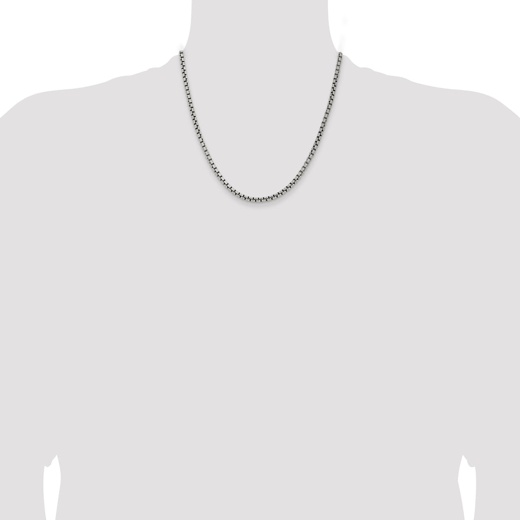 Sterling Silver Antiqued 3.6mm Round Box Chain