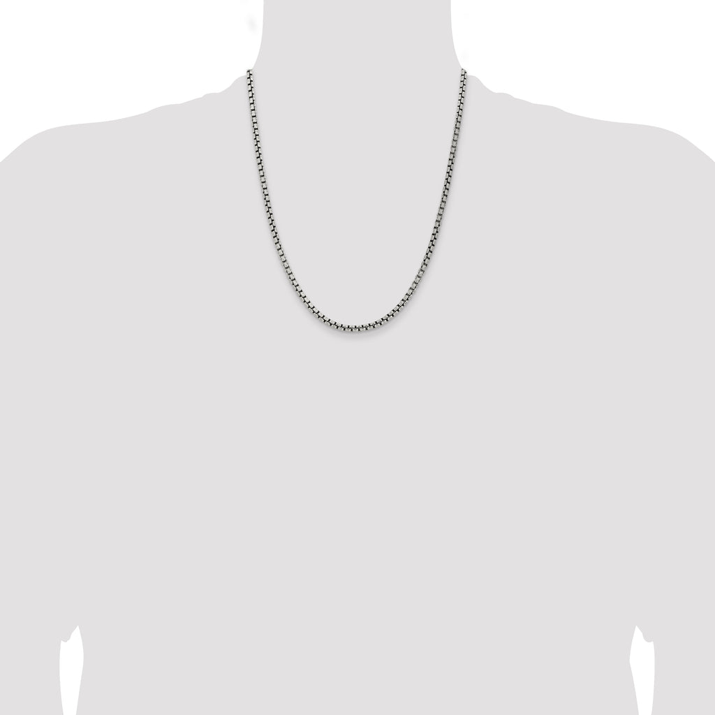 Sterling Silver Antiqued 3.6mm Round Box Chain