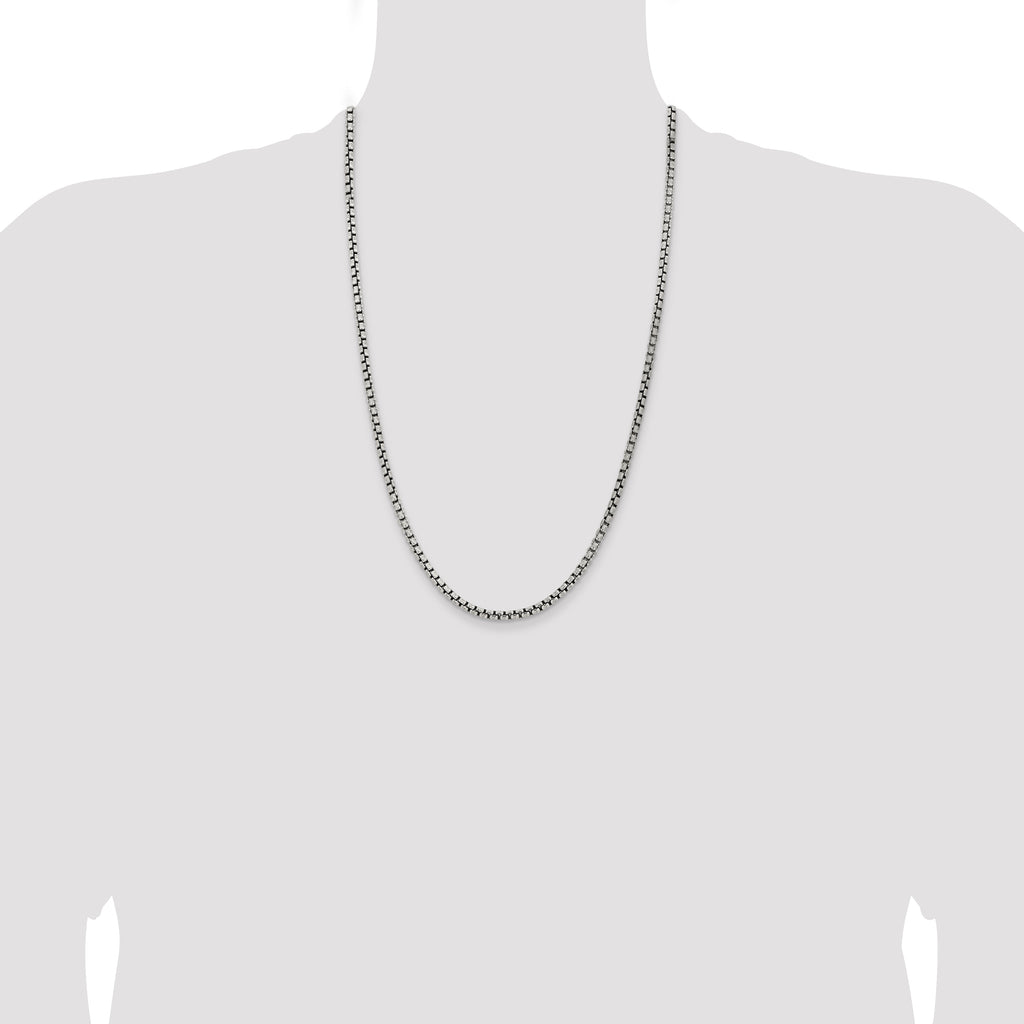 Sterling Silver Antiqued 3.6mm Round Box Chain