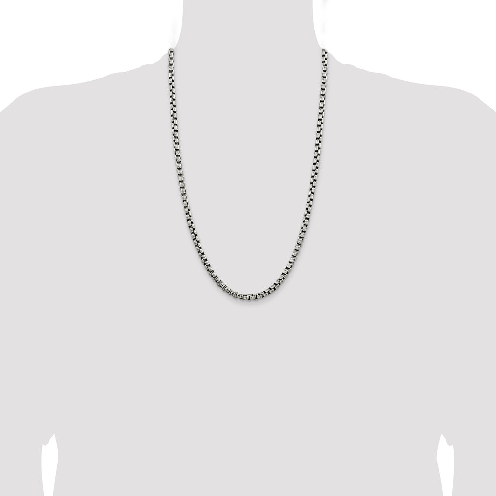 Sterling Silver Antiqued 5.2mm Round Box Chain