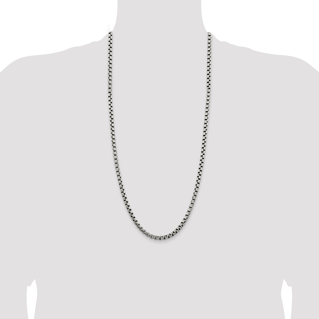 Sterling Silver Antiqued 5.2mm Round Box Chain