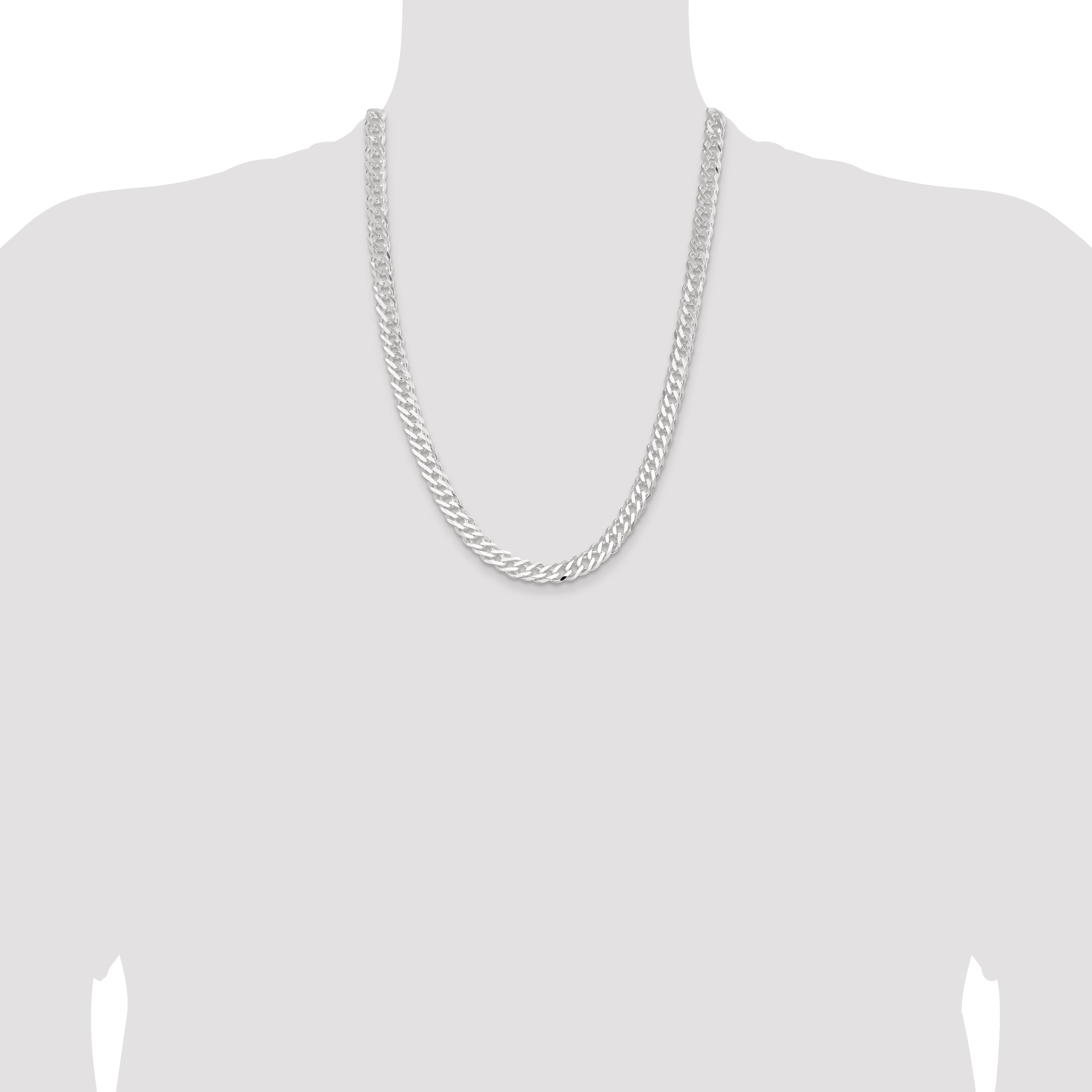 Sterling Silver 7.75mm 6 Side D/C Flat Double Curb Chain