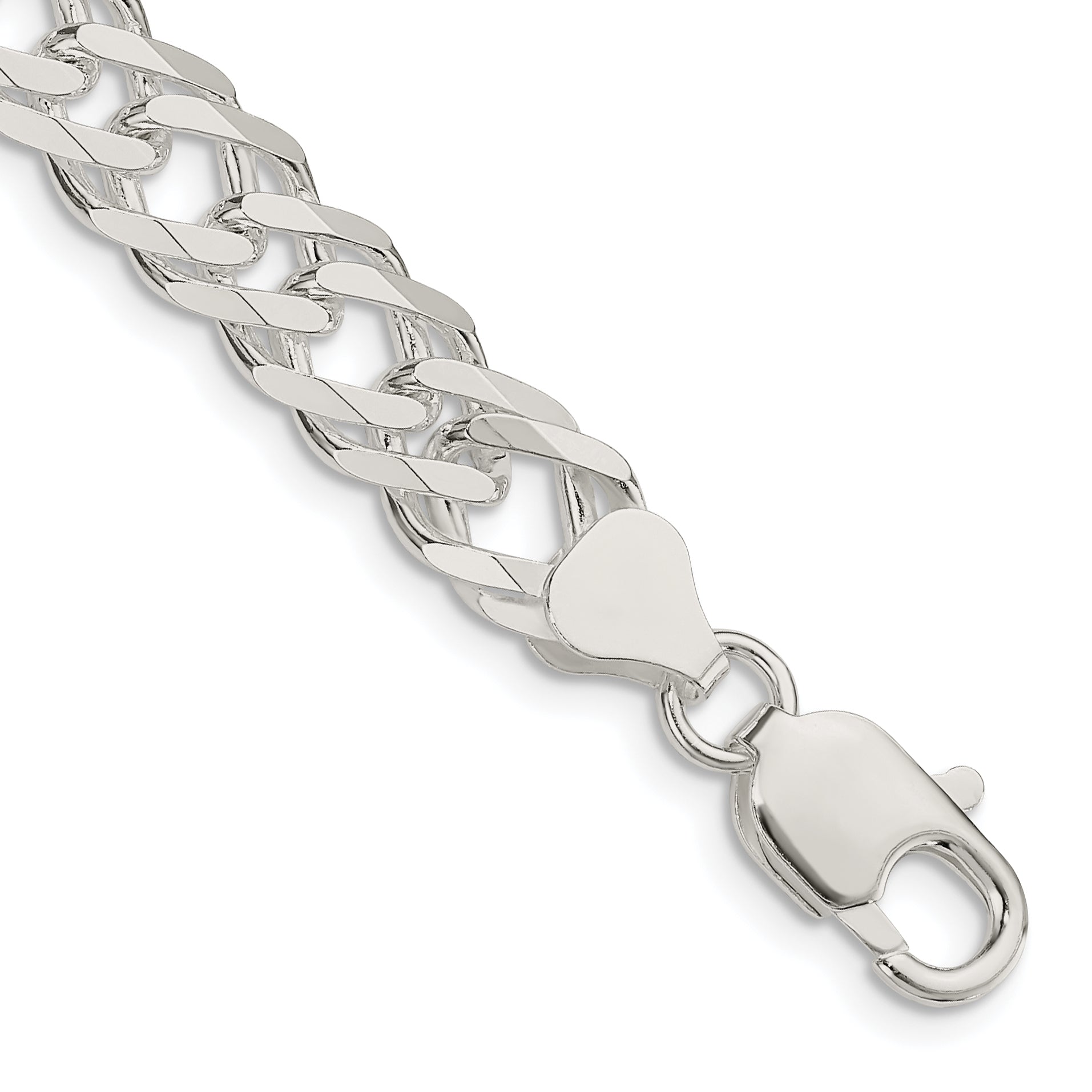 Sterling Silver 7.75mm 6 Side D/C Flat Double Curb Chain Main image